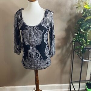 INC International Concepts Black and Gray Blouse